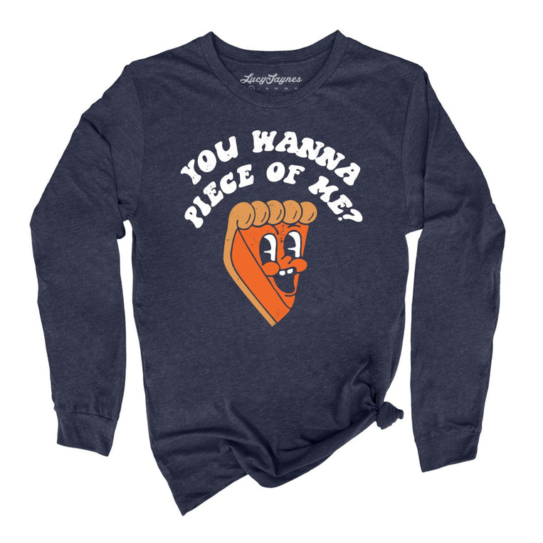 You Wanna Piece Of Me Graphic Long Sleeve Tee - Heather Navy