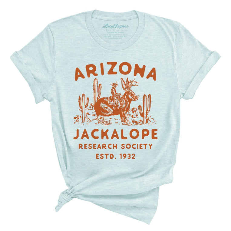 Arizona Jackalope Research Society Graphic Tee - Heather Ice Blue
