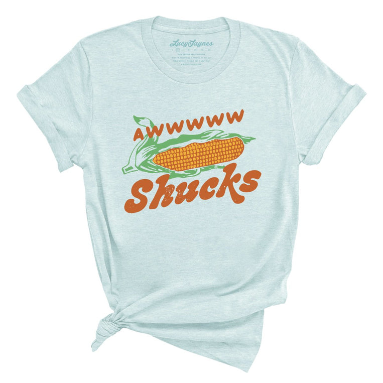 Awwwww Shucks Graphic Tee - Heather Ice Blue