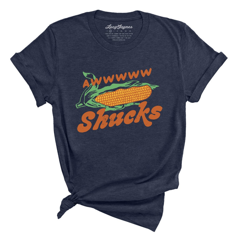 Awwwww Shucks Graphic Tee - Heather Midnight Navy