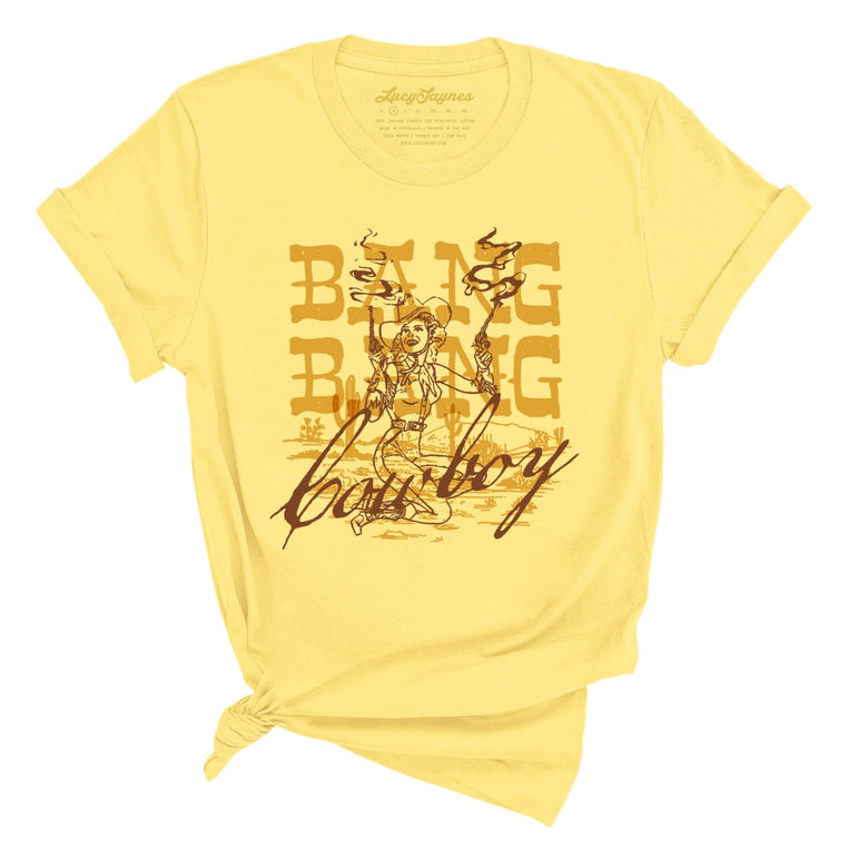 Bang Bang Cowboy Graphic Tee - Yellow