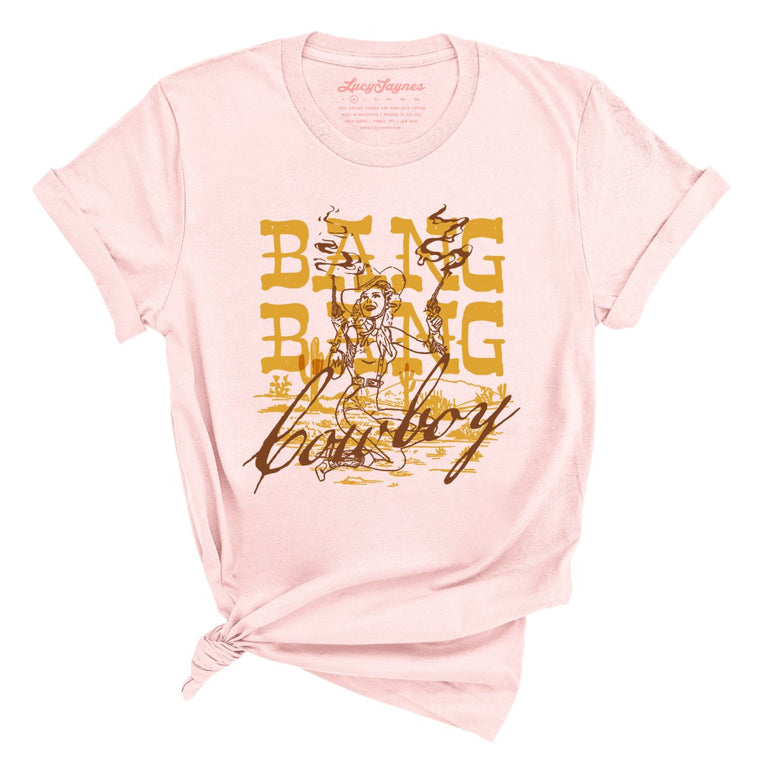 Bang Bang Cowboy Graphic Tee - Soft Pink