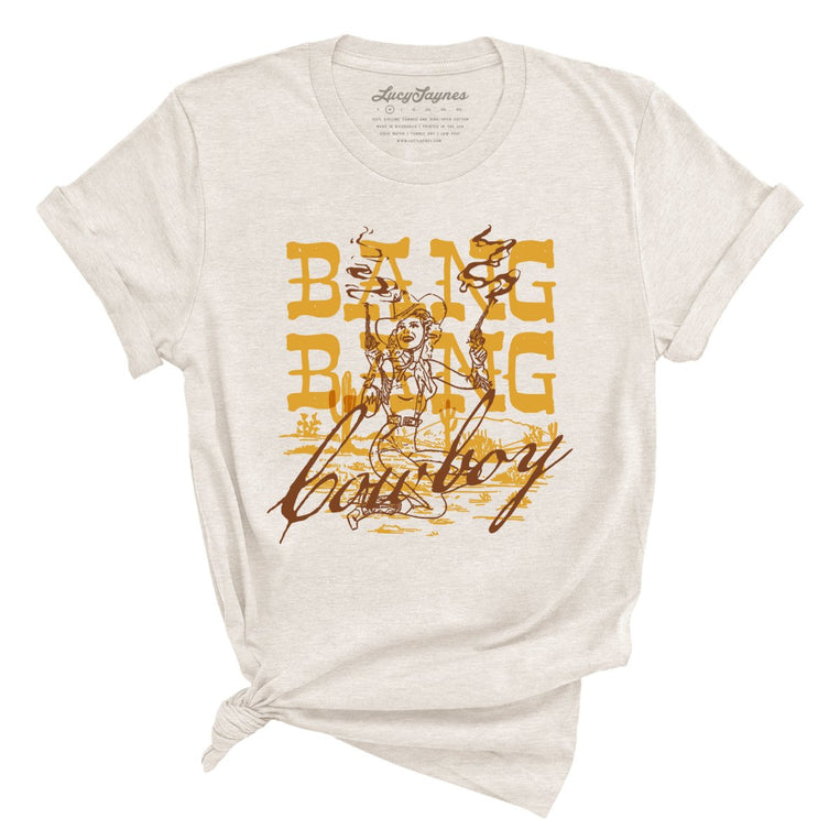 Bang Bang Cowboy Graphic Tee - Heather Dust