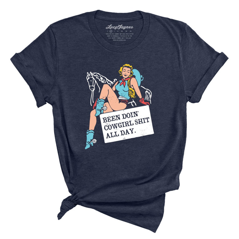 Been Doin' Cowgirl Shit All Day Graphic Tee - Heather Midnight Navy