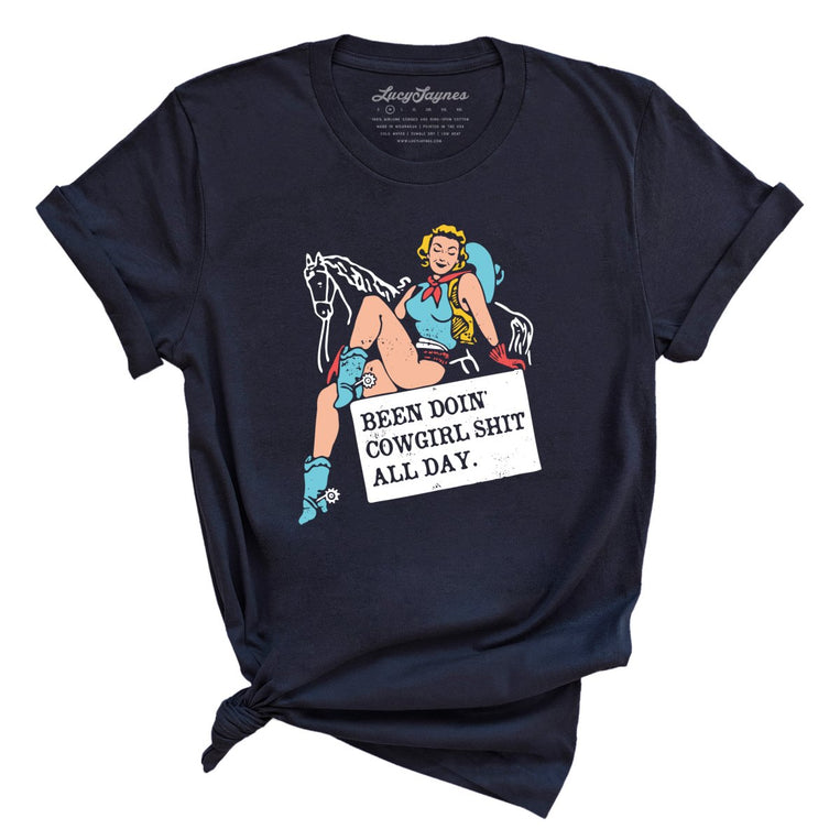 Been Doin' Cowgirl Shit All Day Graphic Tee - Navy