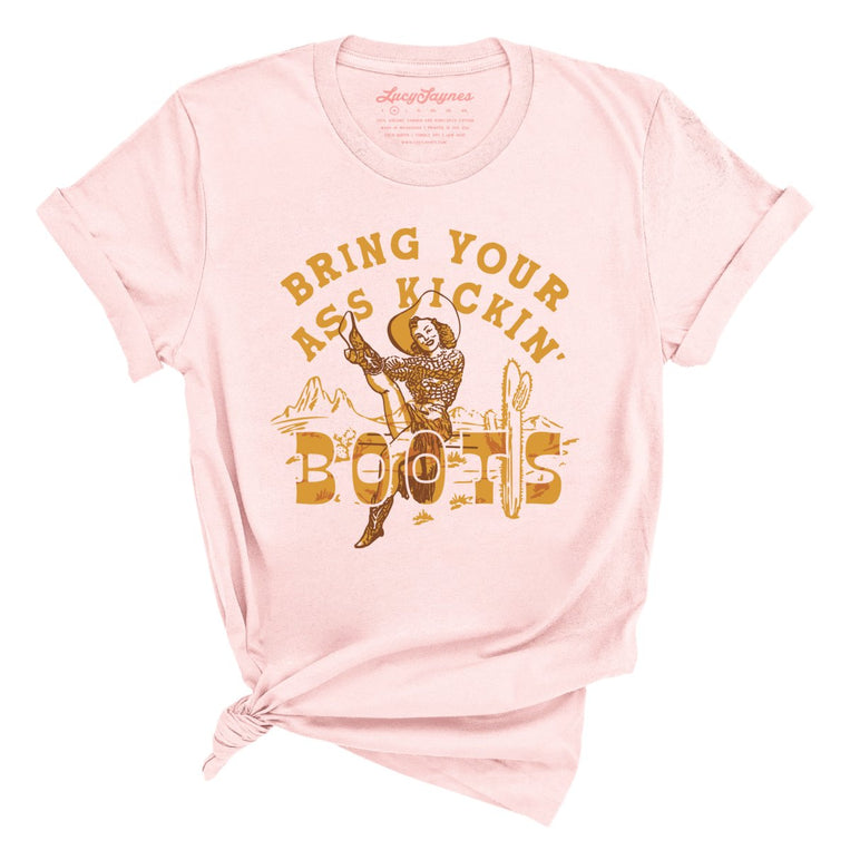 Bring Your Ass Kickin' Boots Graphic Tee - Soft Pink