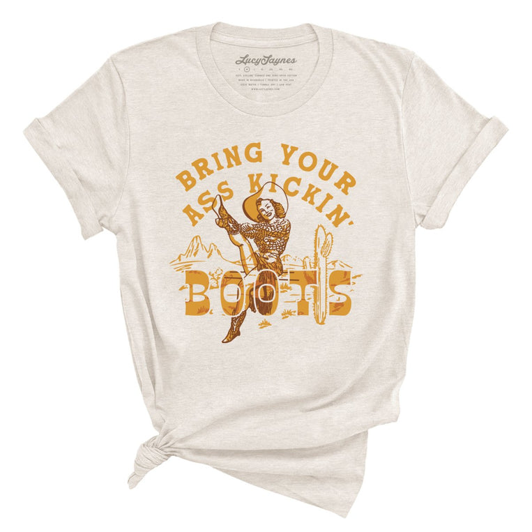 Bring Your Ass Kickin' Boots Graphic Tee - Heather Dust