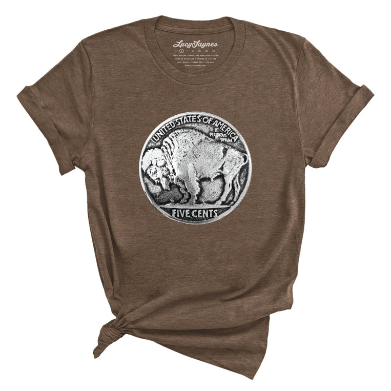 Buffalo Nickel Graphic Tee - Heather Brown