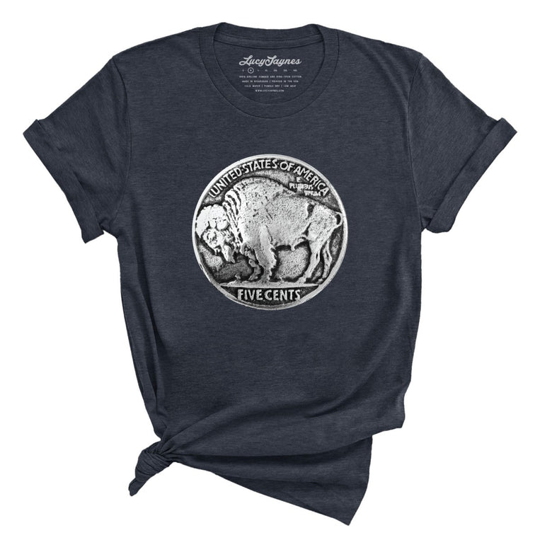 Buffalo Nickel Graphic Tee - Heather Midnight Navy