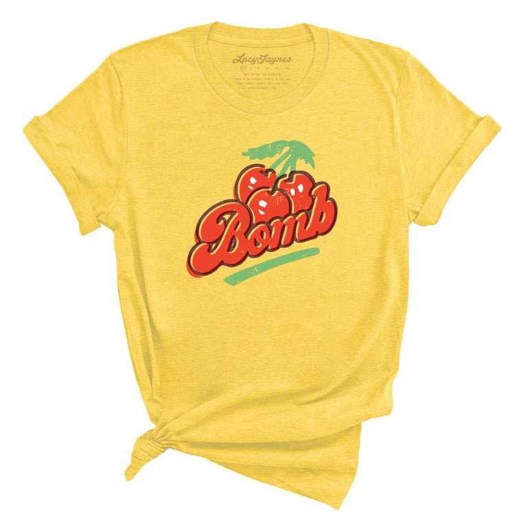 Cherry Bomb Graphic Tee - Heather Yellow