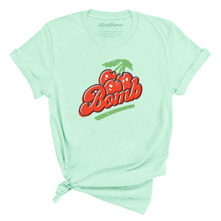 Cherry Bomb Graphic Tee - Heather Mint