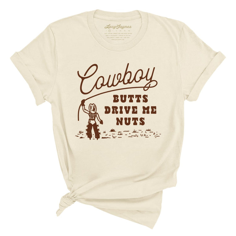 Cowboy Butts Drive Me Nuts Graphic Tee - Soft Cream