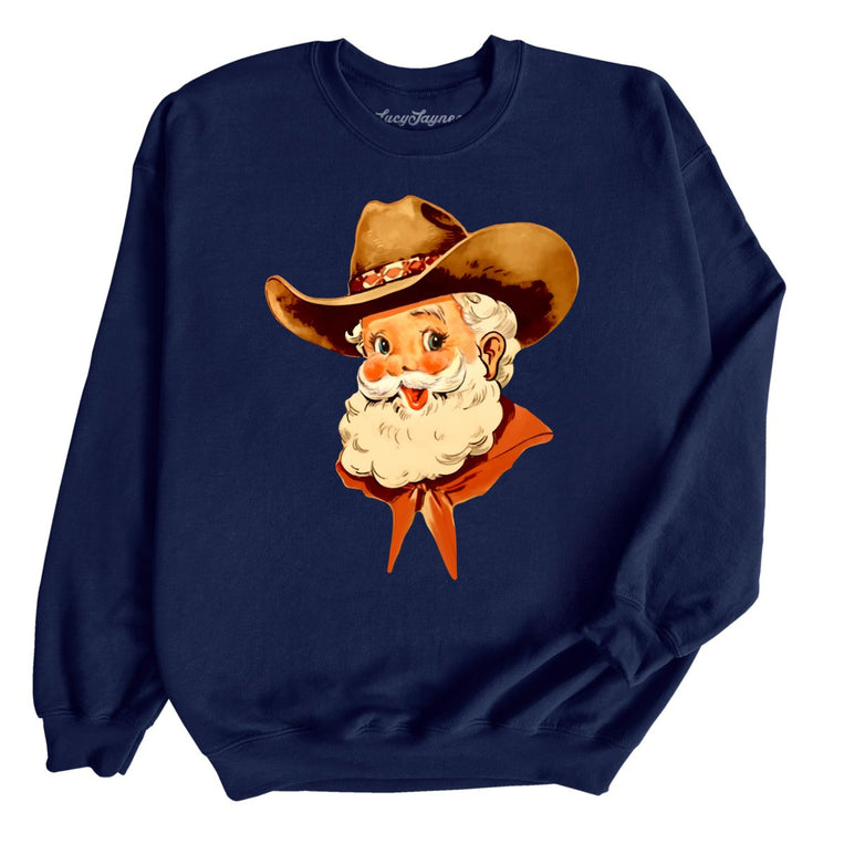 Cowboy Santa Graphic Sweatshirt - Navy