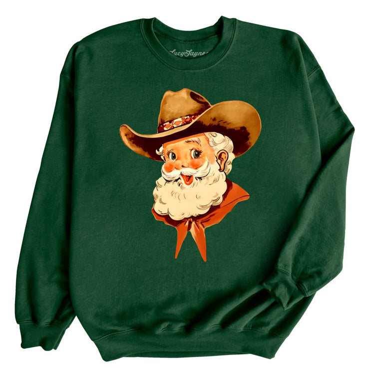 Cowboy Santa Graphic Sweatshirt - Forest