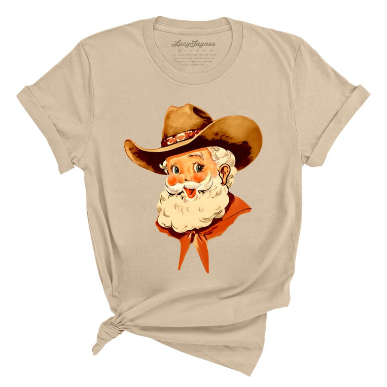 Cowboy Santa Graphic Tee - Tan