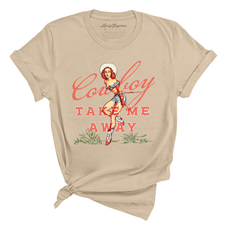 Cowboy Take Me Away Graphic Tee - Tan