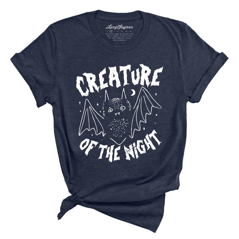 Creature of The Night Graphic Tee - Heather Midnight Navy
