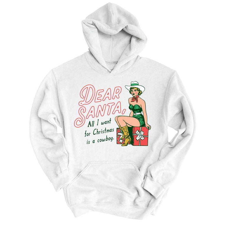 Dear Santa Cowboy Graphic Hoodie - White