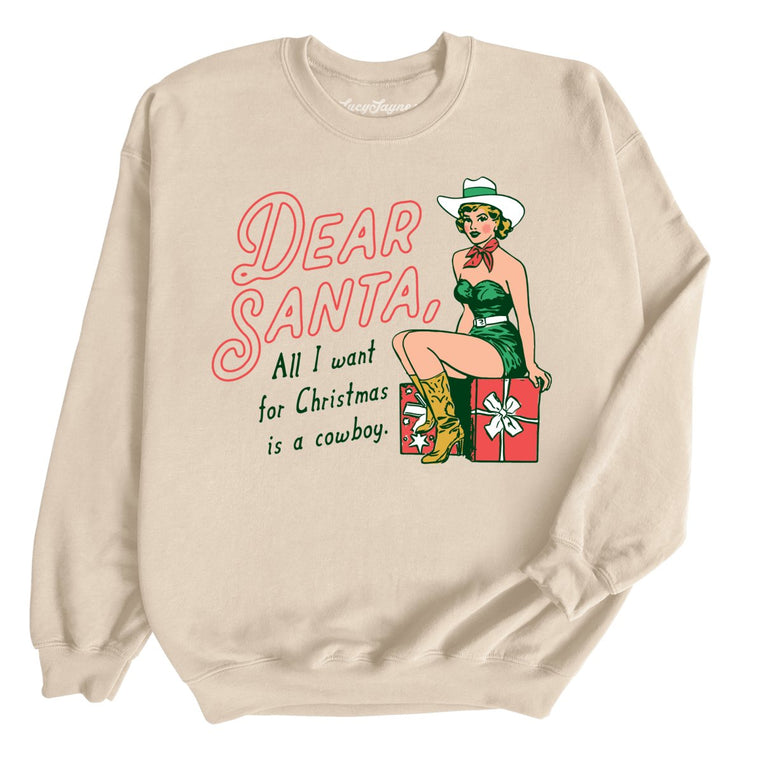Dear Santa Cowboy Graphic Sweatshirt - Sand