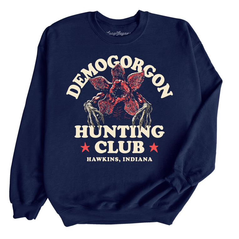 Demogorgon Hunting Club Graphic Sweatshirt - Navy