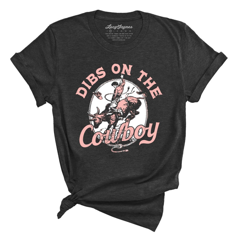 Dibs On The Cowboy Graphic Tee - Dark Grey Heather