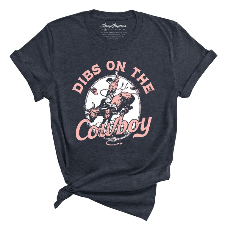 Dibs On The Cowboy Graphic Tee - Heather Midnight Navy