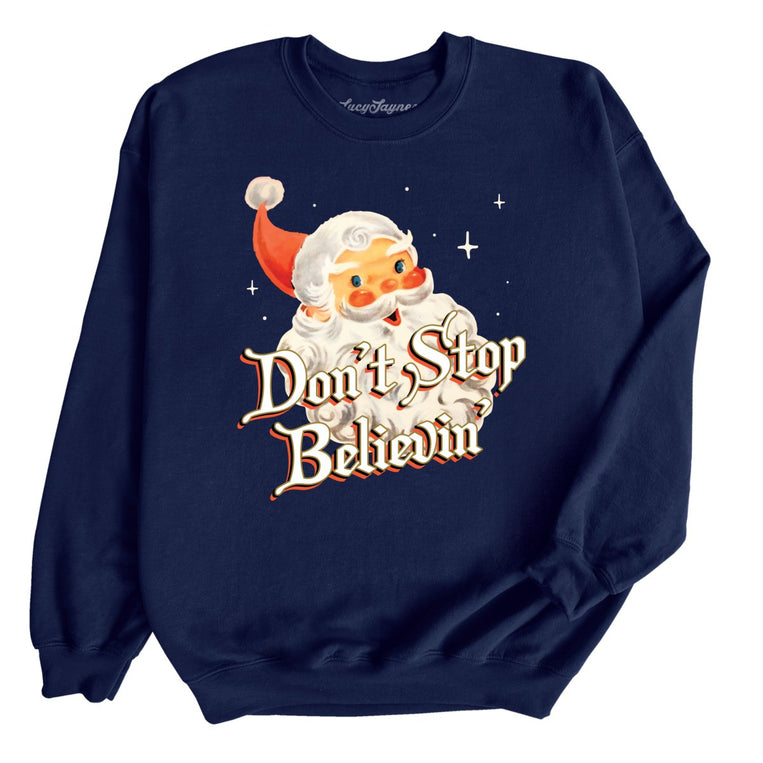 Don't Stop Believin' Graphic Sweatshirt - Navy