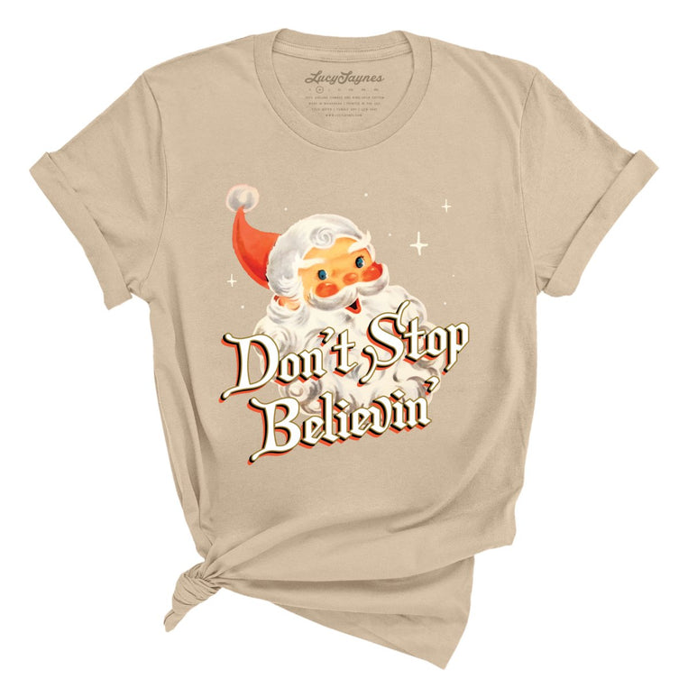 Don't Stop Believin' Graphic Tee - Tan