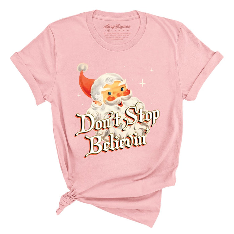 Don't Stop Believin' Graphic Tee - Pink