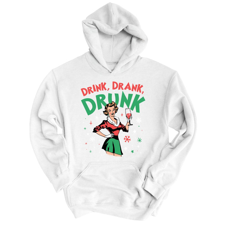 Drink Drank Drunk Graphic Hoodie - White
