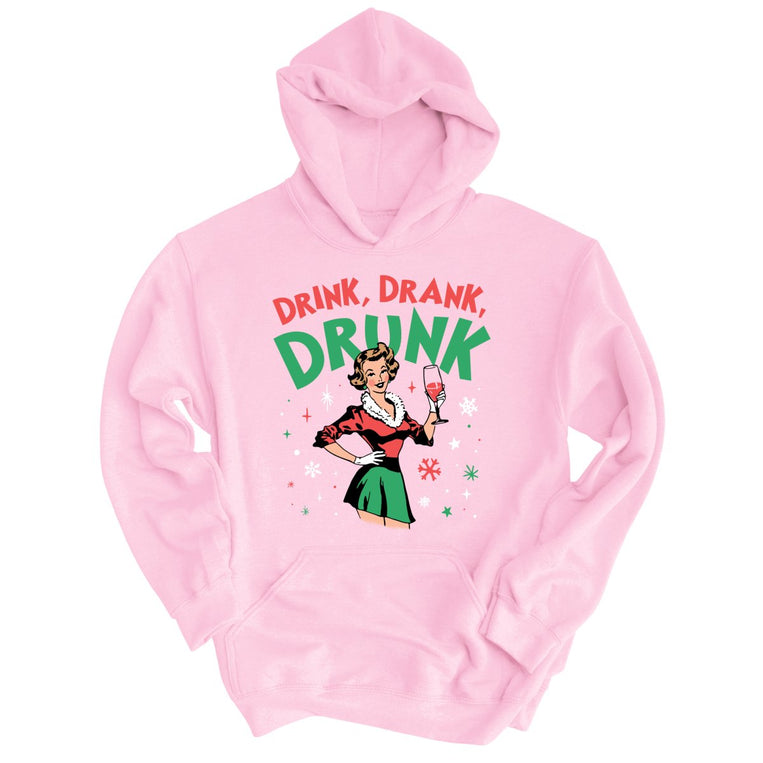 Drink Drank Drunk Graphic Hoodie - Light Pink