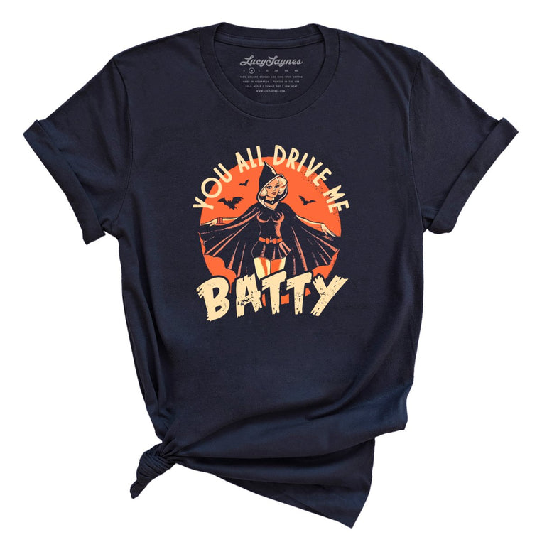 Drive Me Batty Graphic Tee - Navy