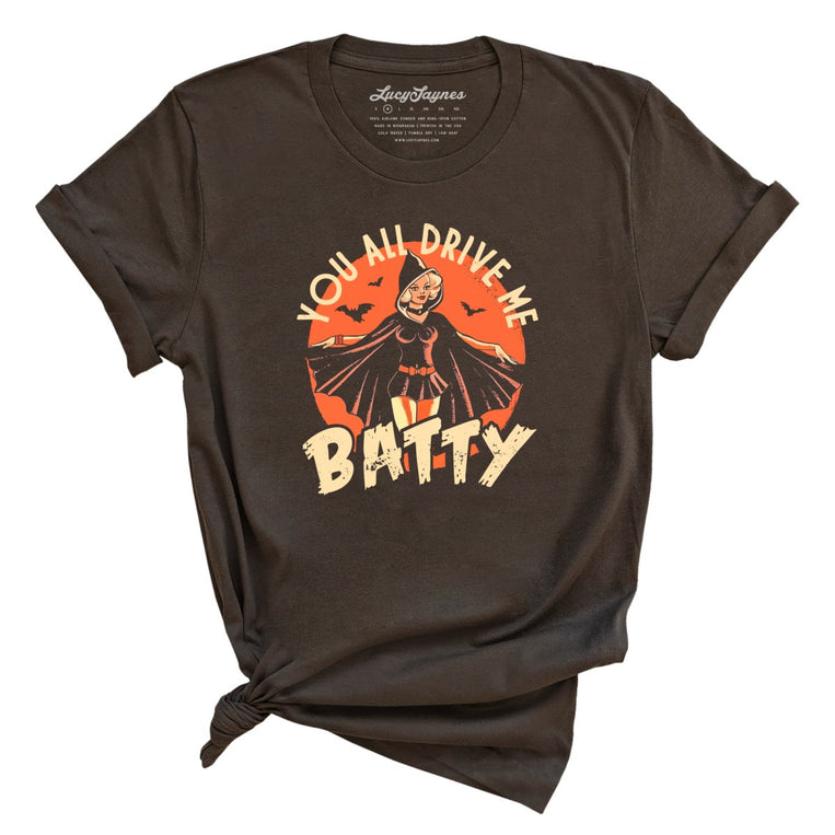 Drive Me Batty Graphic Tee - Brown