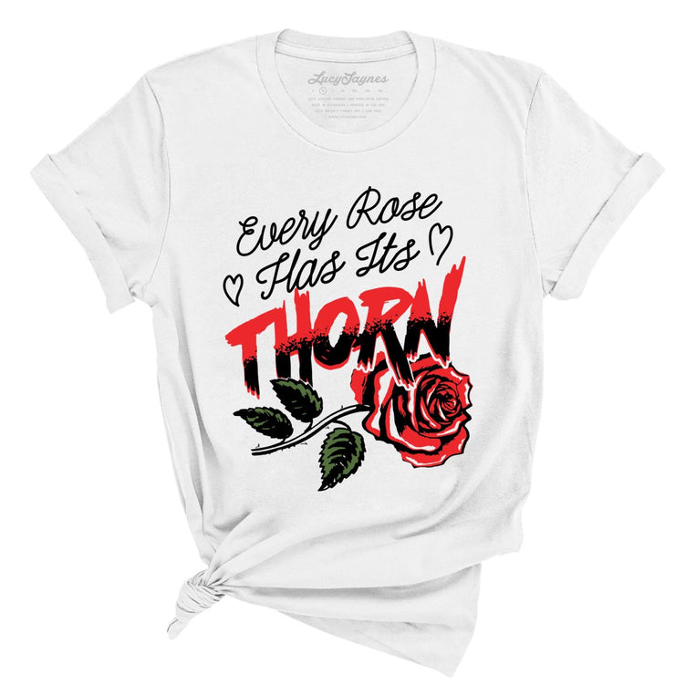Every Rose Has It's Thorn Graphic Tee - White