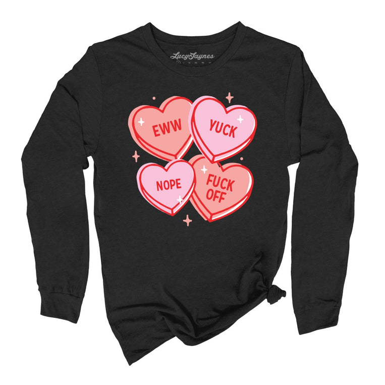 Eww Yuck Nope Graphic Long Sleeve Tee - Black