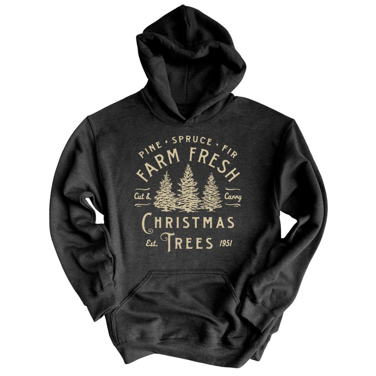 Farm Fresh Christmas Trees Graphic Hoodie - Charcoal Heather