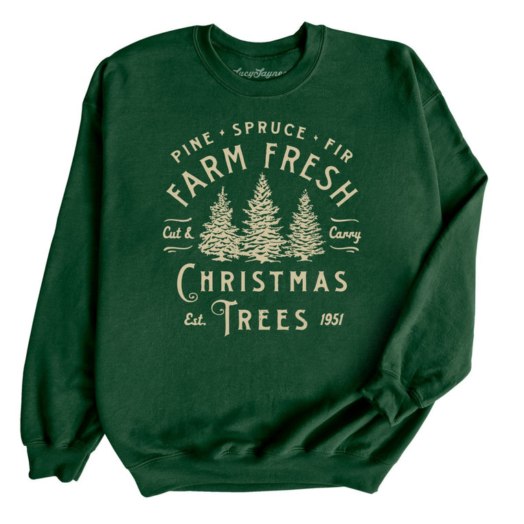 Farm Fresh Christmas Trees Graphic Sweatshirt - Forest