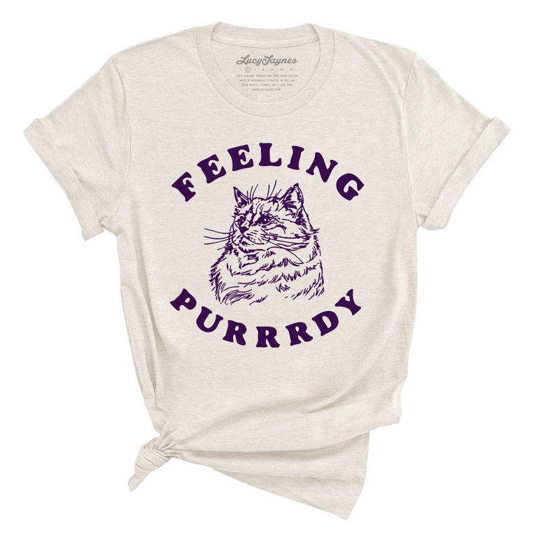 Feeling Purrrdy Graphic Tee - Heather Dust