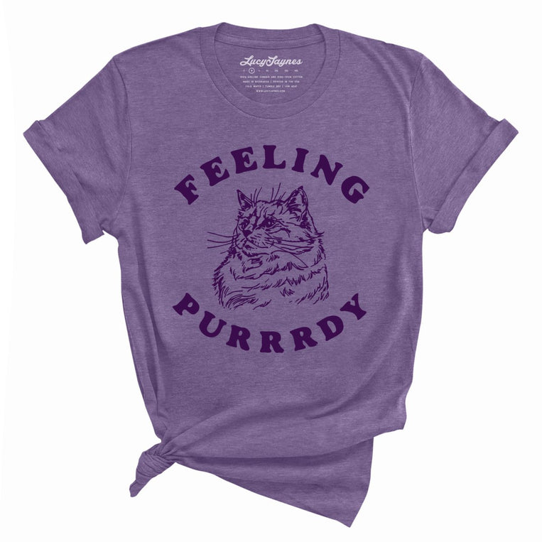 Feeling Purrrdy Graphic Tee - Heather Team Purple