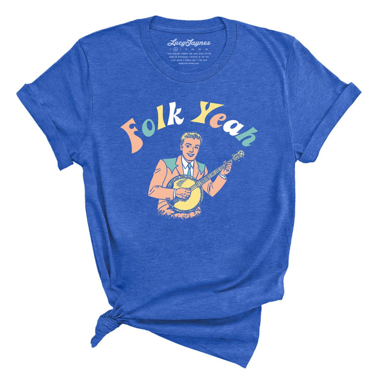 Folk Yeah Graphic Tee - Heather True Royal