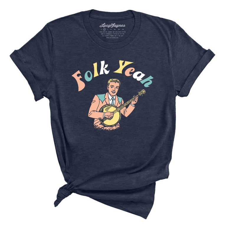 Folk Yeah Graphic Tee - Heather Midnight Navy