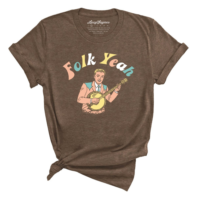 Folk Yeah Graphic Tee - Heather Brown