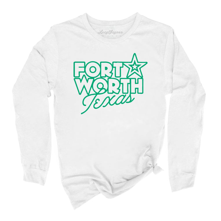 Fort Worth Texas Graphic Long Sleeve Tee - White