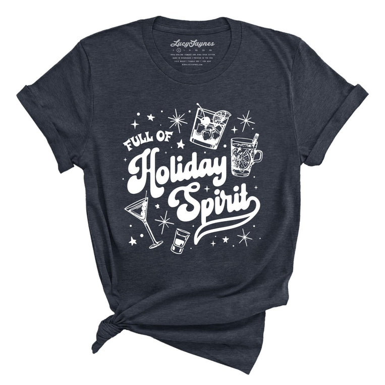 Full of Holiday Spirit Graphic Tee - Heather Midnight Navy