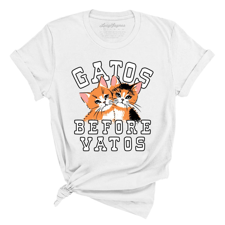 Gatos Before Vatos Graphic Tee - White
