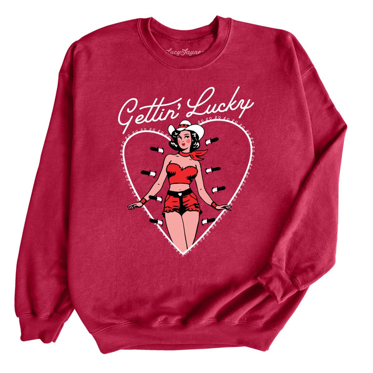Gettin' Lucky Graphic Sweatshirt - Cardinal Red