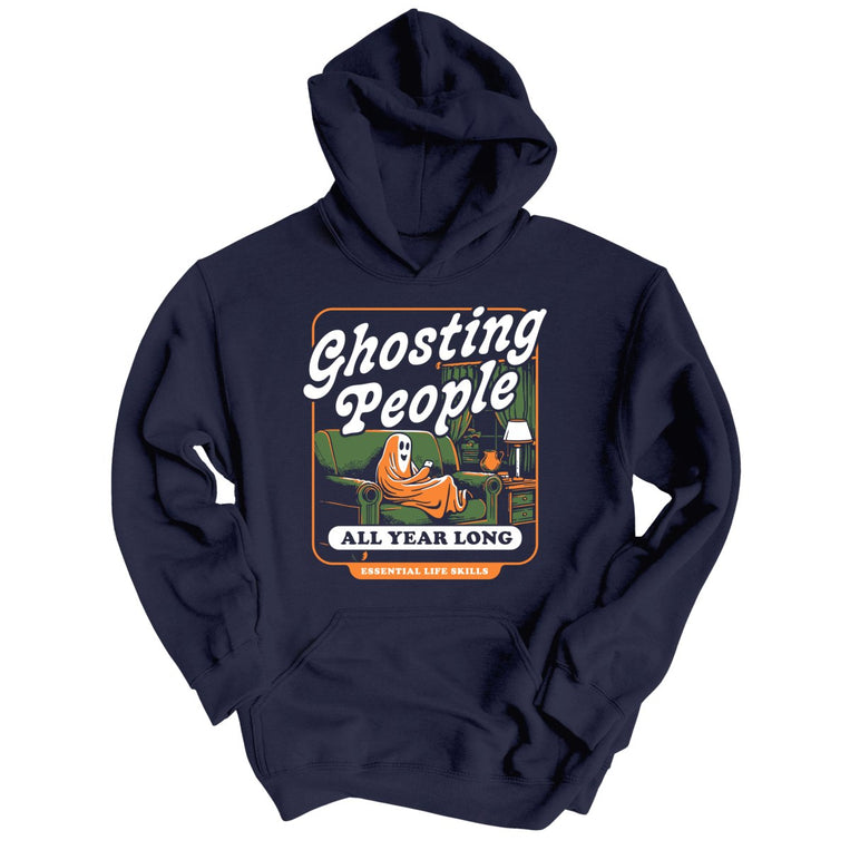 Ghosting People Graphic Hoodie - Classic Navy