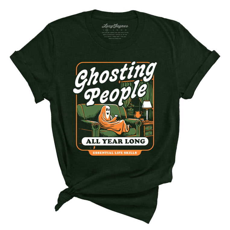 Ghosting People Graphic Tee - Heather Emerald