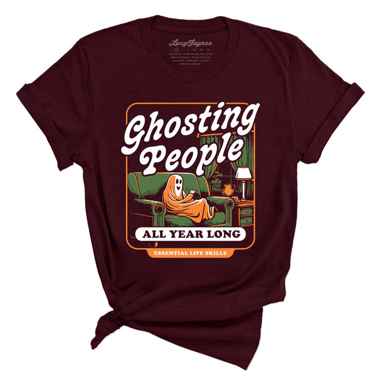 Ghosting People Graphic Tee - Heather Cardinal
