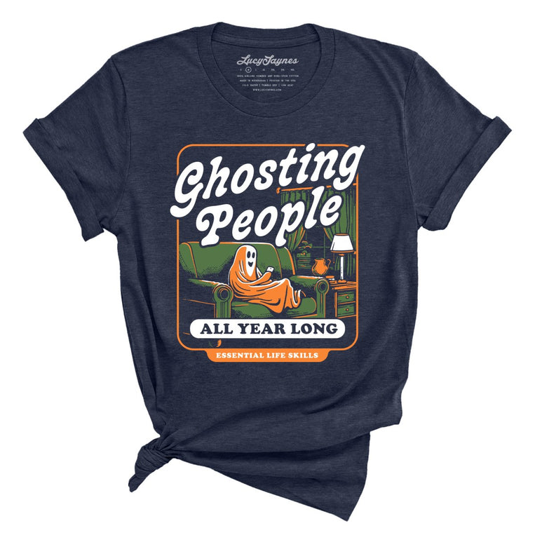 Ghosting People Graphic Tee - Heather Midnight Navy
